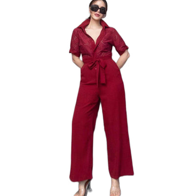 EYELET STYLED FORMAL JUMPSUIT