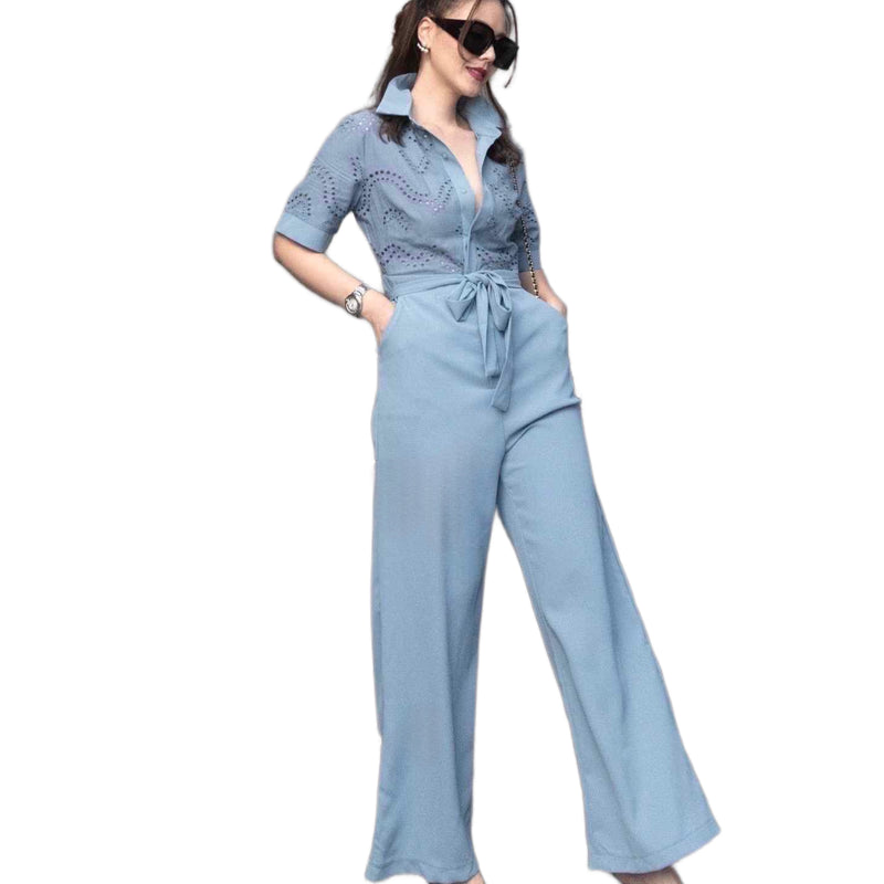 EYELET STYLED FORMAL JUMPSUIT