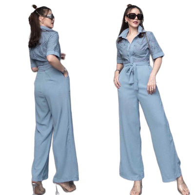 EYELET STYLED FORMAL JUMPSUIT