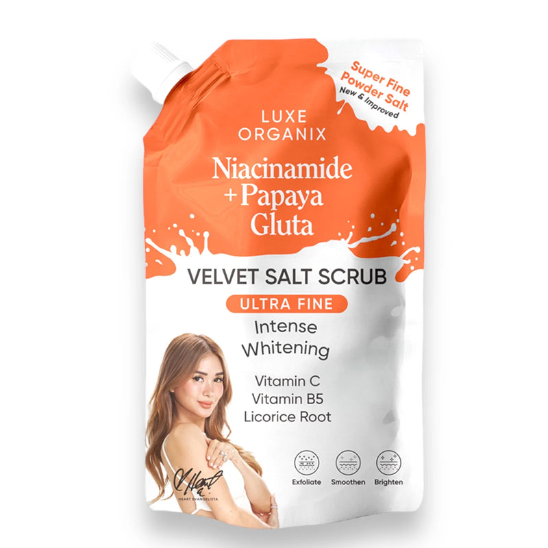LUXE ORGANIX NIACINAMIDE PLUS PAPAYA GLUTA VELVET SALT SCRUB