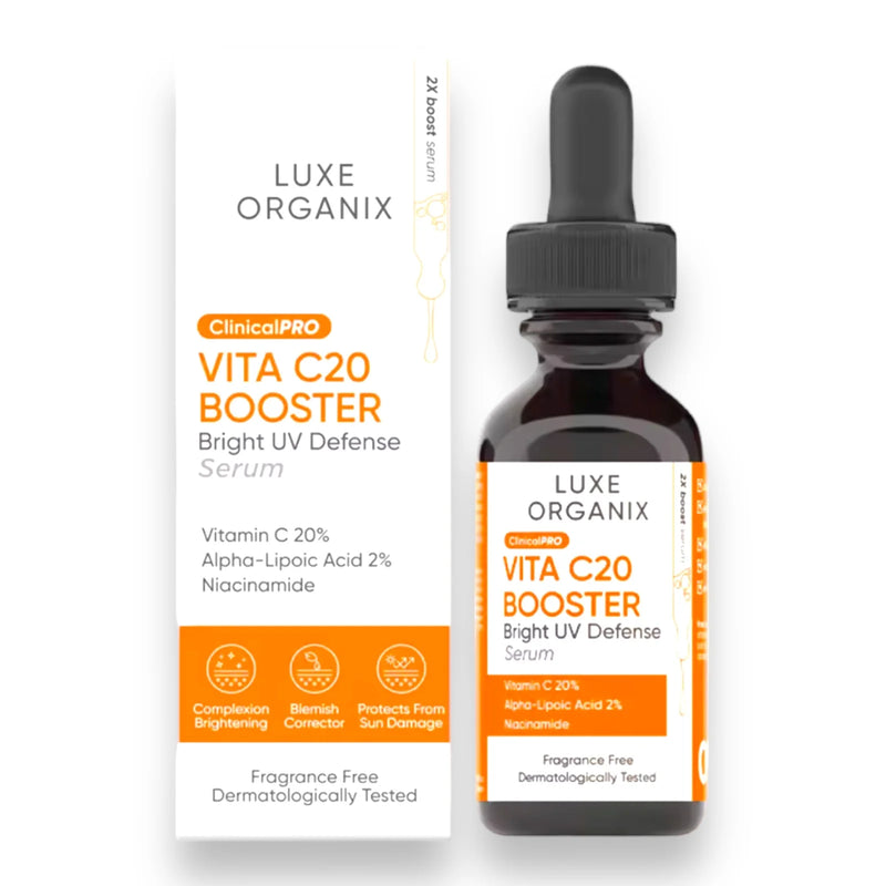 LUXE ORGANIC CLINICALPRO VITA C20 BOOSTER BRIGHT UV DEFENSE SERUM