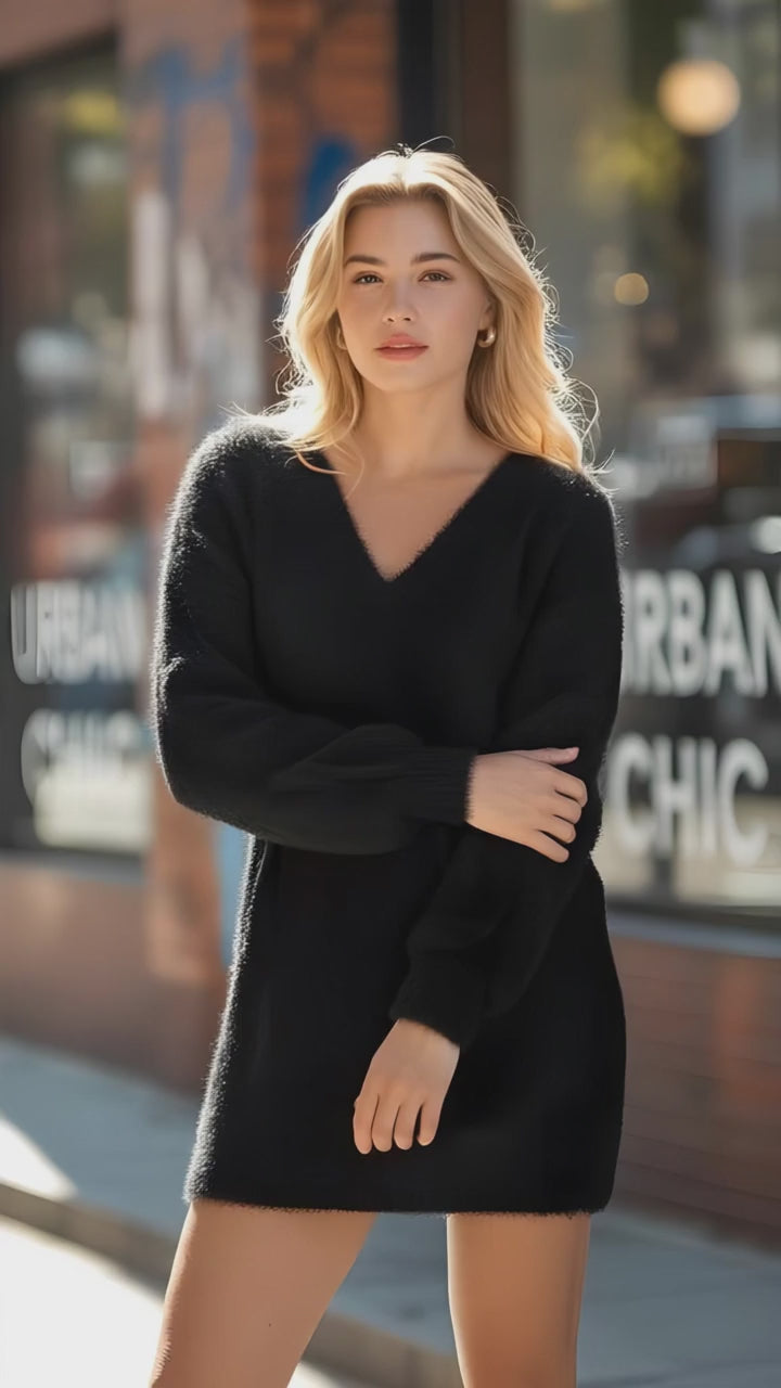 Soft Fuzzy V-Neck Sweater