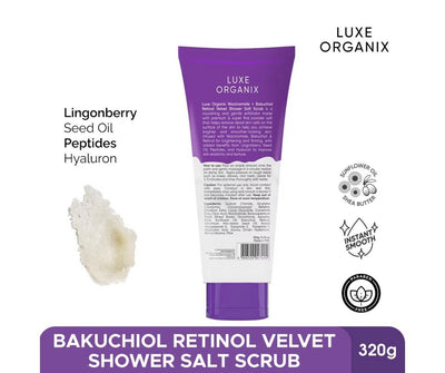 LUXE ORGANIX NIACINAMIDE + BAKUCHIOL RETINOL VELVET SALT SCRUB