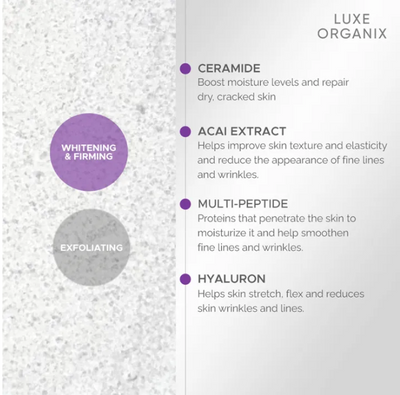 LUXE ORGANIX NIACINAMIDE + BAKUCHIOL RETINOLl VELVET SALT SCRUB