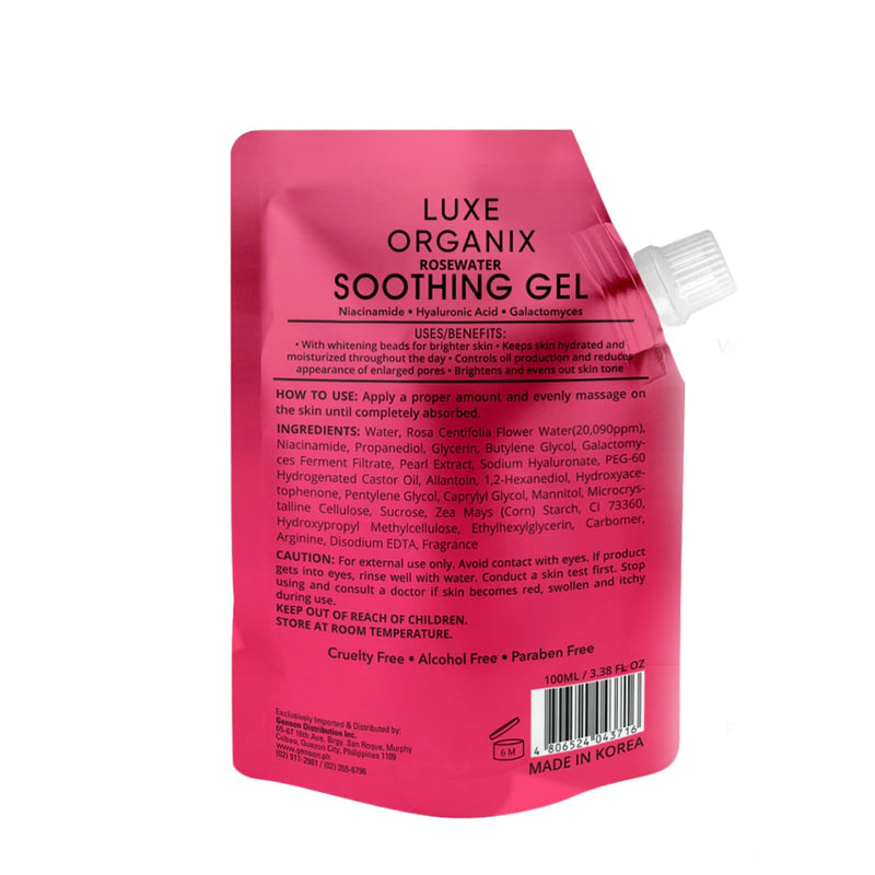 LUXE ORGANIX ROSEWATER SOOTHING GELP WITH WHITENING PEARLS (PACKET)